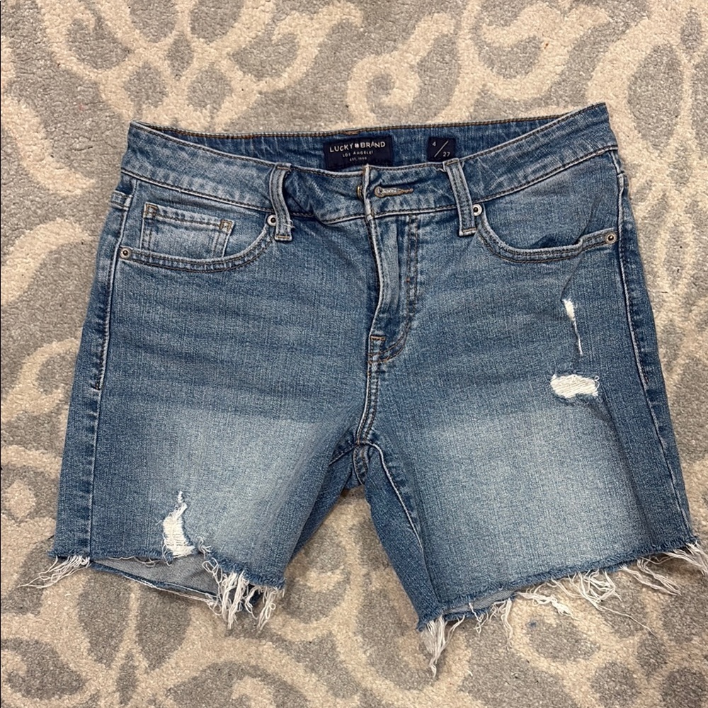 Lucky Brand Blue Ripped Denim Shorts